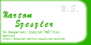 marton szeszler business card